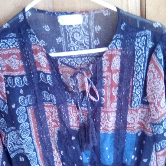 Altar'd State Paisley Navy and Orange Midi Dress - Picture 6 of 6